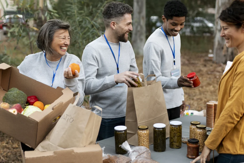 close-up-people-collecting-food